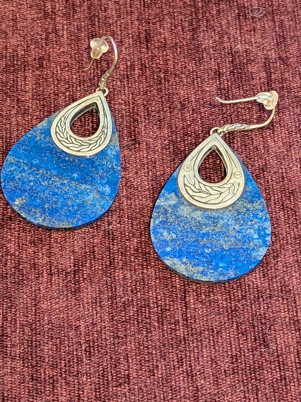 John Hardy Lapis And Silver Teardrop Dangle Earrings